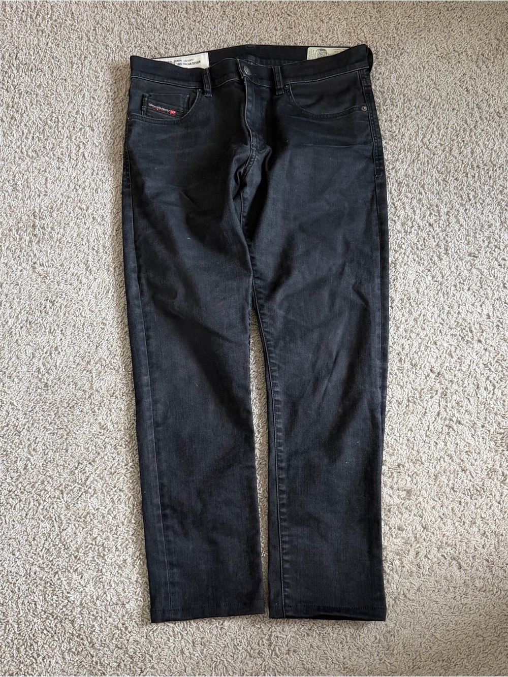 Diesel D Strukt Tapered Stretch Black Denim Jeans